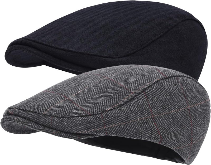 STARANCE 2 Pack Newsboy Hats for Men Wool Blend Ivy Driving Flat Cap - Image 1